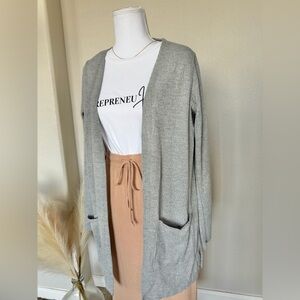 Lightweight Gray Open-Front Women's Cardigan